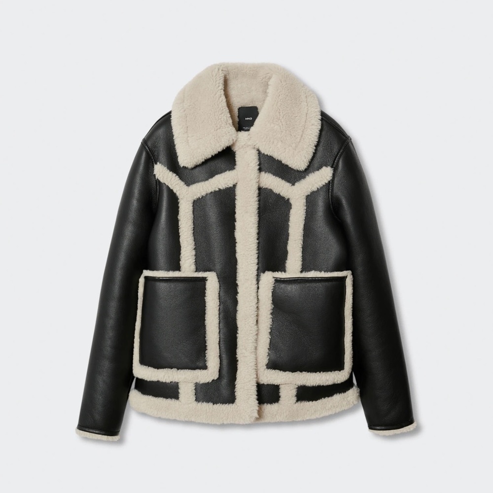 NWOT Mango Shearling-lined fur-effect coat - size M